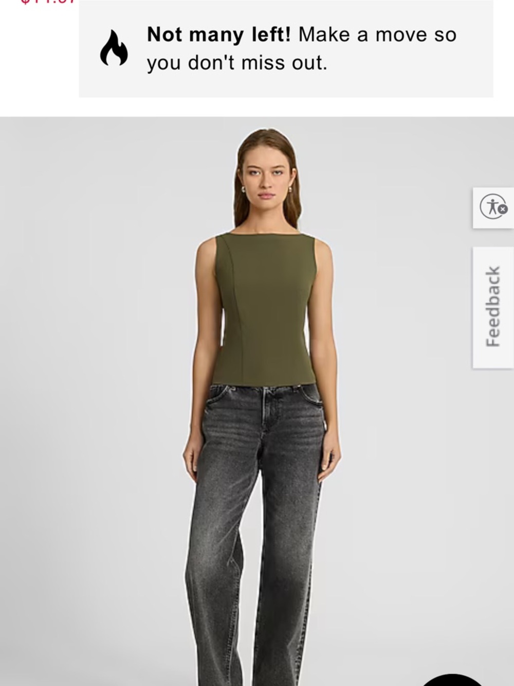 Express Olive Green Boatneck Sleeveless Top